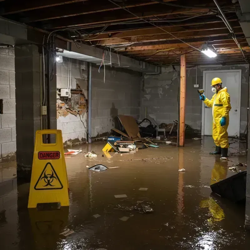 Flooded Basement Electrical Hazard in Osseo, WI Property